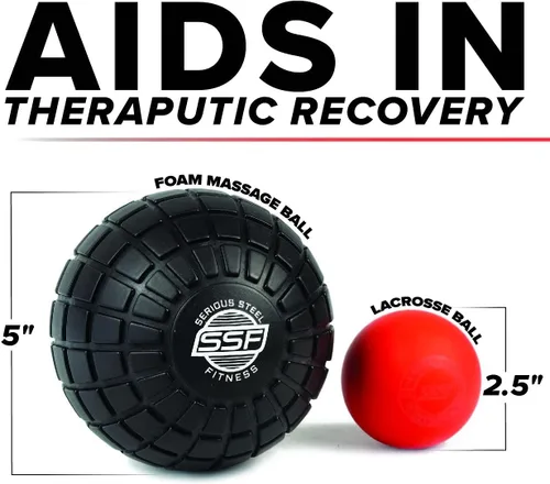 Miniatura 7 de SERIOUS STEEL FITNESS Bola de masaje de espuma de 5 pulgadas, herramienta de liberación de nudo muscular de tejido profundo, espalda, piernas, Bola