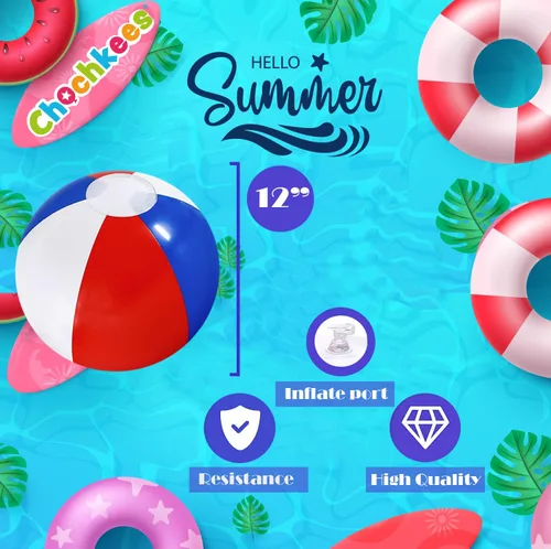 Miniatura 2 de The Dreidel Company Pelotas de playa patrióticas inflables con diseño de bandera de Estados Unidos para fiesta de piscina, cumpleaños, juguete