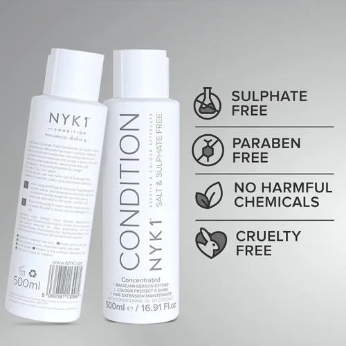 Miniatura 8 de NYK1 Acondicionador sin sal ni sulfato (16.9 fl oz) sin sulfato para extensiones, tratamiento de color y queratina, cuidado posterior