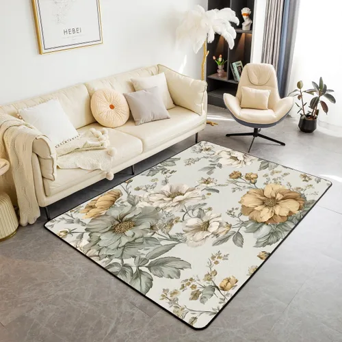 Miniatura 20 de jejeloiu Groovy Flower Area Rug 5x7 Polyester Retro Floral Boho Living Room Rugs 70S Hippie Groovy Flowers Bohemian Decor Carpet Psychedelic Floral