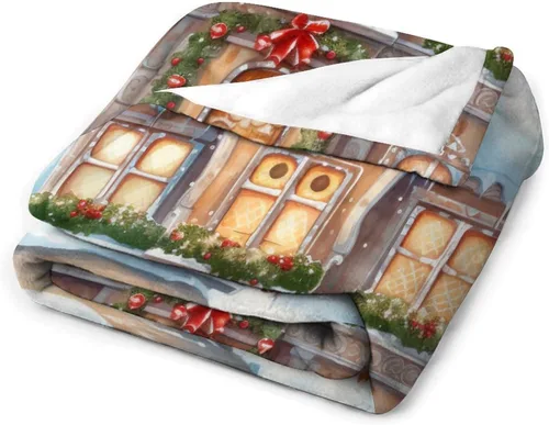 Miniatura 3 de Mantas suaves y mantas para sofá, casa de Navidad y pan de jengibre, manta de microfibra suave y acogedora manta de microfibra para hombre, casa