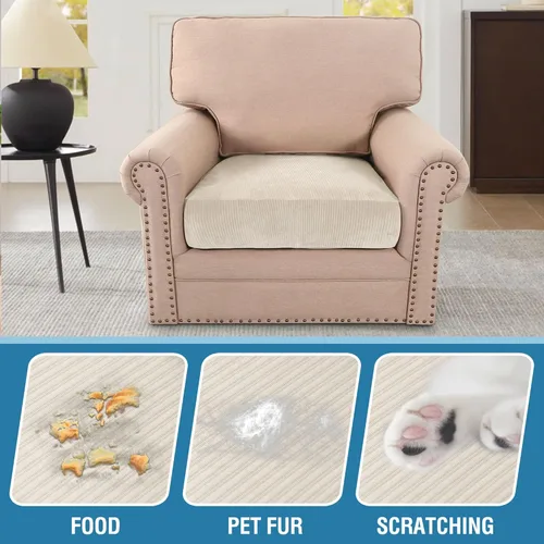 Miniatura 528 de H.VERSAILTEX Funda de cojín elástica de terciopelo para sofá, funda de cojín de felpa para silla, sofá biplaza o sofá, protector de muebles, cojín