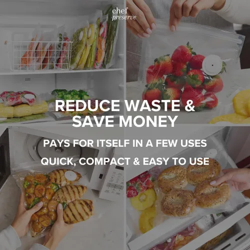 Miniatura 6 de Chef Preserve Bolsas reutilizables selladoras al vacío para alimentos, 30 bolsas grandes sin BPA (12 x 13 pulgadas), congelador, microondas