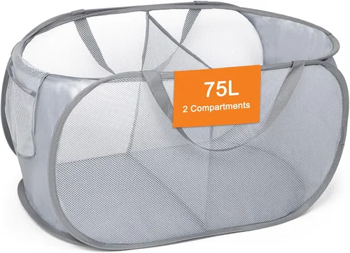 Miniatura 11 de Cestas plegables para la lavandería, cesta plegable de malla para lavandería, cesta de lavandería emergente duradera, cestos para ropa de 3 Negro