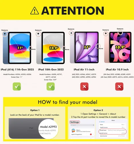 Miniatura 2 de INFILAND Funda compatible con iPad A16 de 11ª generación de 11 pulgadas 2025, funda para iPad de 10ª generación de 10.9 pulgadas, cubierta
