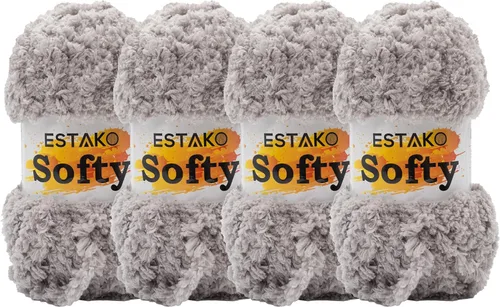 Miniatura 30 de Estako Softy 100% Poliéster Esponjoso Suave Grueso Peso #5 Hilado para Crochet y Tejido 3.52 oz (100 gr) 98 Yds (90 m) (9110 - Blanco)