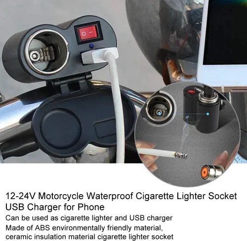 Miniatura 2 de para 12 V. toma de corriente Yctze 12-24V motocicleta impermeable encendedor de cigarrillos enchufe USB toma de corriente toma de corriente
