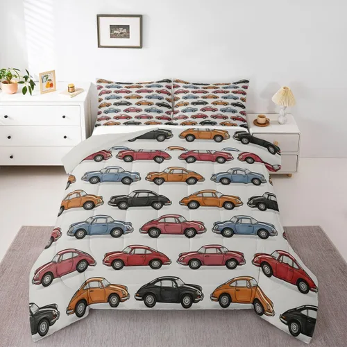 Miniatura 22 de Feelyou Juego de ropa de cama de camión de bomberos, edredón de coche de bomberos y policía para decoración de habitación de niños, tamaño Multi D05