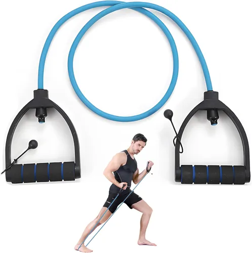 Miniatura 12 de Juego de bandas de resistencia de alta calidad con asas y anclaje de puerta, cuerda elástica perfecta para entrenamientos en casa, ideal para Azul