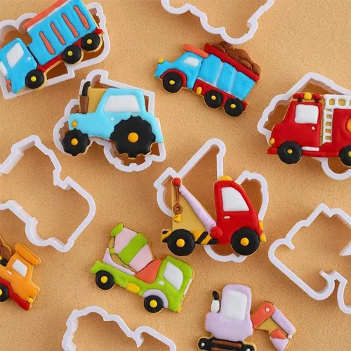 Miniatura 7 de Cortadores de galletas de transporte/vehículos con plantillas de galletas a juego, juego de 16-8 cortadores de galletas y 8 plantillas, incluye