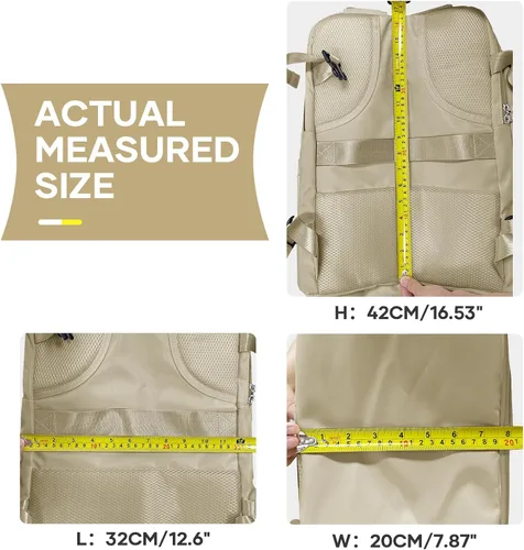 Miniatura 8 de coowoz Mochila grande de viaje para mujeres y hombres, mochila de transporte, mochila para senderismo impermeable para deportes al aire libre, Caqui