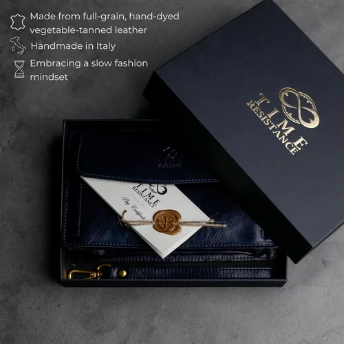 Miniatura 4 de Time Resistance Bolso de mano de cuero para hombre, organizador de muñeca, maletín hecho a mano en Italia, caja de regalo incluida