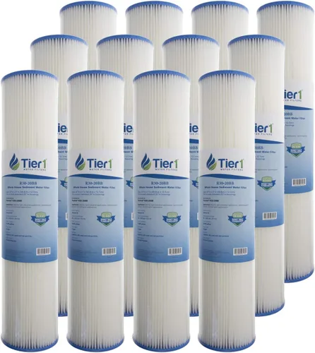Miniatura 13 de Tier1 Filtro de agua de 30 micras de 20 x 4.5 pulgadas Filtro de agua de sedimentos para toda la casa Cartucho de poliéster plisado Reemplazo
