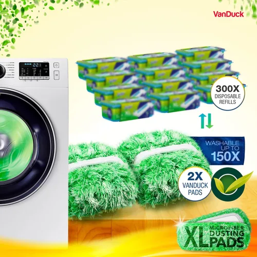 Miniatura 5 de VanDuck Almohadillas para trapeador de polvo XL compatibles con Swiffer XL (paquete de 2) – Recambios de almohadillas secas extra grandes – Fundas