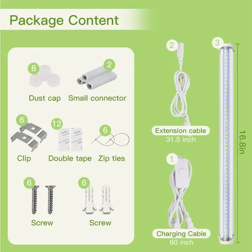 Miniatura 7 de GYTF Luces LED T5, 1.4 pies, 5000 K, espectro completo, luces de cultivo blancas para plantas de interior en tira, invernadero suculentas inicio