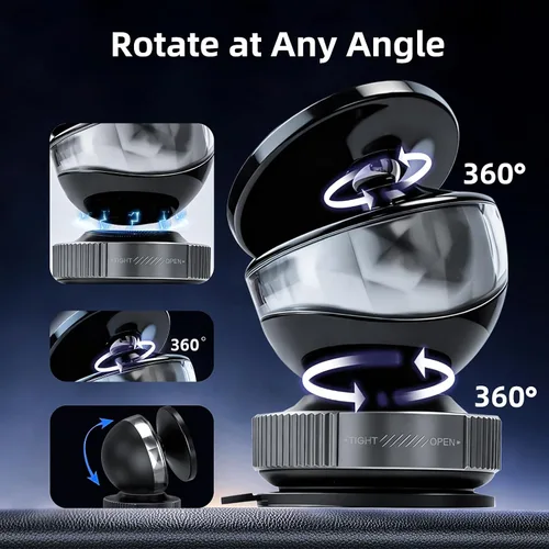 Miniatura 3 de Soporte magnético para teléfono para automóvil con diseño esférico de vacío ajustable de 360°, soporte de teléfono para automóvil, hogar, gimnasio