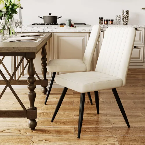 Miniatura 3 de Aklaus Juego de 2 sillas de comedor de terciopelo, sillas tapizadas para cocina, comedor, sillas laterales modernas sin brazos con asiento suave
