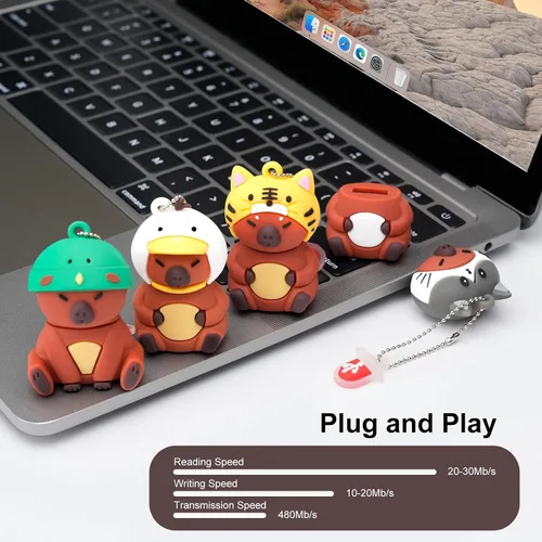 Miniatura 4 de Memoria USB Stick 4pcs 16GB Cute Flash Drive Capybara Animal Memory Stick Novedad Flash Drive Pendrive Thumb Drive Regalo para estudiantes y niños