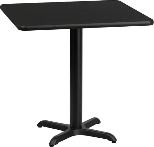 Flash Furniture Stiles - Mesa cuadrada laminada negra de 24 pulgadas con base de altura de mesa de 22 x 22 pulgadas