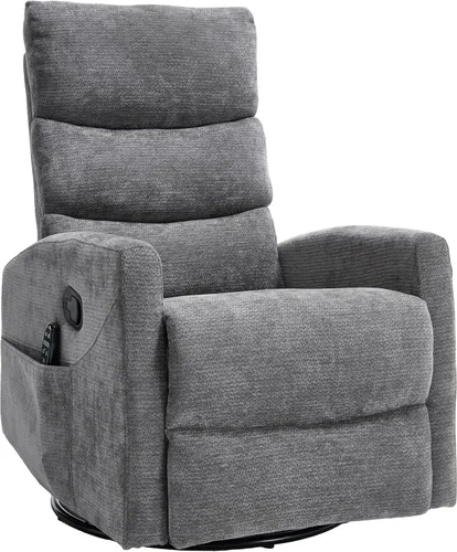 Miniatura 17 de PELUMY Sillón reclinable y mecedora giratoria de 360° con calor y masaje vibratorio, silla balancín para adultos, sillón reclinable compacto