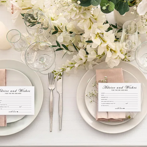 Miniatura 6 de Tarjetas de consejos y deseos para las nuevas parejas, señor y señora, novia y novio, recién casados, 50 tarjetas perfectas de consejos de boda