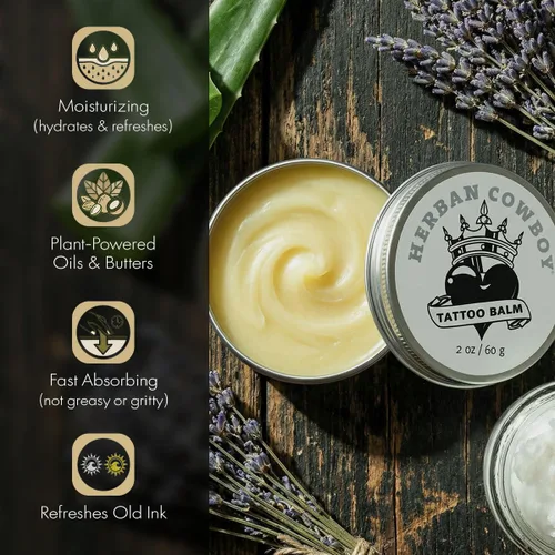 Miniatura 2 de Herban Cowboy Bálsamo de tatuaje para un cuidado óptimo del tatuaje y vida útil, mejorado con ingredientes naturales, no graso, no arenoso