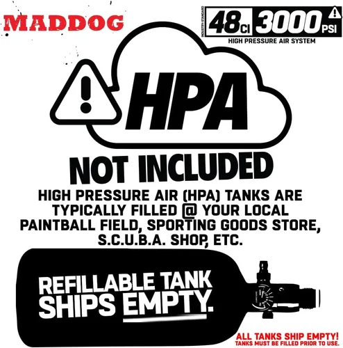 Miniatura 7 de Maddog Aluminum Compressed Air HPA Paintball Tank with Regulator - Airgun Airsoft PCP - Fresh Hydro Date - Ships Empty - Single - Refillable