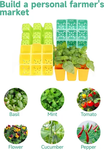 Miniatura 8 de Paquete de 8 bandejas coloridas para iniciación de semilleros, bandejas de silicona para principiantes de semillas adecuadas para bandejas