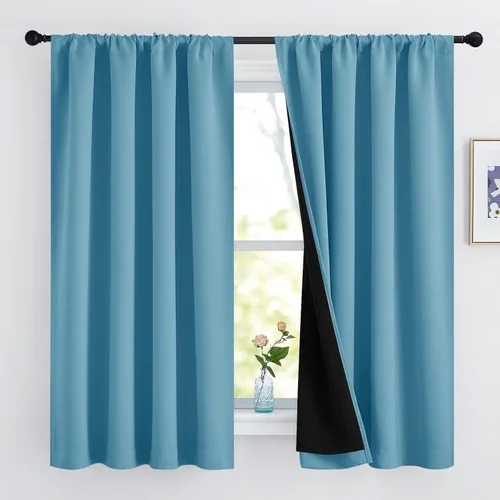 Miniatura 95 de NICETOWN Cortinas blancas 100% opacas, 2 capas gruesas completamente opacas con bolsillo para barra, cortinas aislantes térmicas para Blanco puro