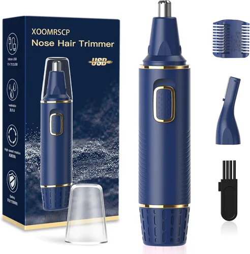 XOOMRSCP Recortadora de pelo de nariz para hombres, recortadora de pelo recargable 2 en 1, sin dolor, multifuncional, para orejas y nariz, con Azul