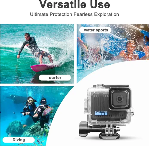 Miniatura 6 de OKFUN Funda protectora de buceo impermeable para Go Pro Hero 4K, 196 pies/196.9 ft, carcasa duradera para buceo subacuático, esnórquel, surf