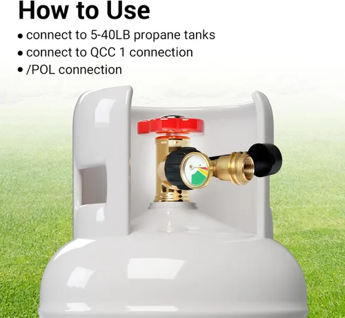 Miniatura 6 de Indicador de nivel de tanque de propano, medidor de gas propano para tanque de propano LP de 5 libras - 40 libras con QCC1/tipo, universal