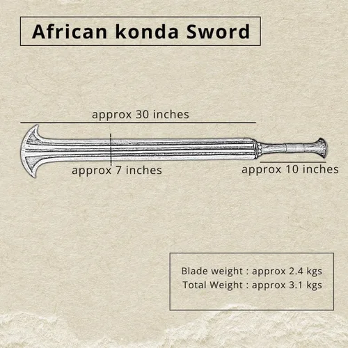 Miniatura 2 de Generic Espada Konda Ikakalaka hecha a mano, hoja de acero al carbono, antigua espada africana tradicional, espada de caza viene con funda de cuero