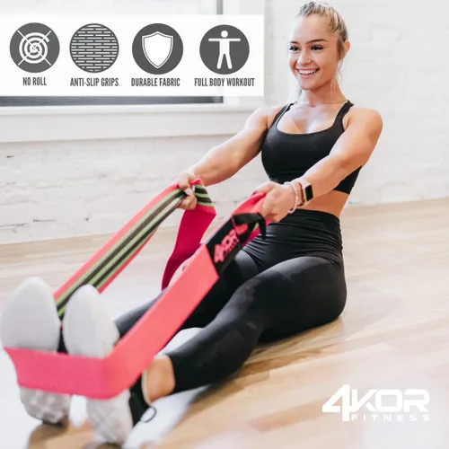 Miniatura 4 de Banda de resistencia de 4KOR Fitness, 50 x 3 pulgadas, hecha de tela cómoda antideslizante, perfecta para terapia física, yoga y construcción