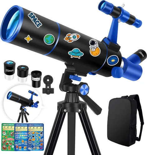 Hawkko Telescopio para Adultos y Principiantes, Apertura de 80mm 500mm Telescopios para Astronomía Adultos, (20X-150X) Kit de Telescopio Refractor