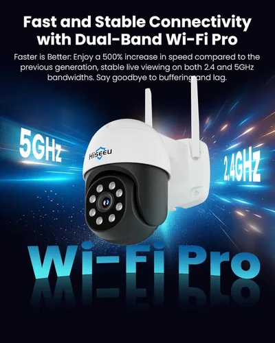 Miniatura 5 de Hiseeu Cámara de seguridad 4K 8MP para exteriores, cámara de seguridad inalámbrica para el hogar con panorámica e inclinación, WiFi Pro 2.4/5GHz