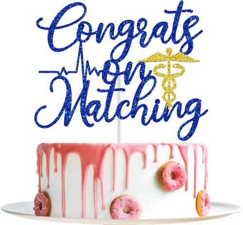 Miniatura 9 de Felicidades por la decoración de pastel a juego, feliz día de partido, partido 2026, decoración del día del partido del médico, decoraciones