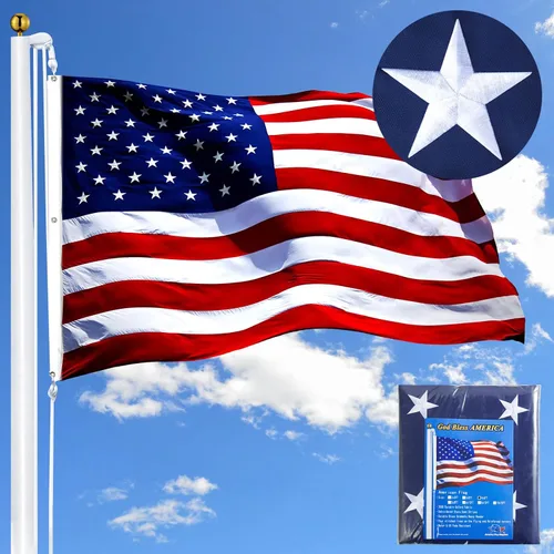 Miniatura 8 de Bandera estadounidense de 5 x 8 pulgadas para exteriores, de nailon reforzado resistente con estrellas bordadas, rayas cosidas, ojales de latón