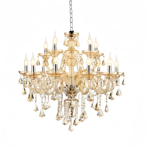 Miniatura 12 de Moderna lámpara de araña de cristal K9 Cognac de 6 luces, base de vela E12, lámpara colgante de cristal, elegante lámpara de techo de cristal