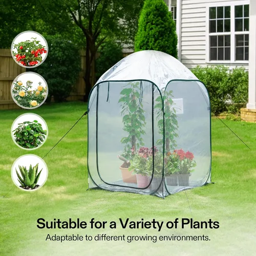 Miniatura 6 de VIVOSUN Invernadero portátil de 39 x 39 x 63 pulgadas, con cubierta de PVC y base desmontable, desplegable y plegable instantáneo, mini invernadero