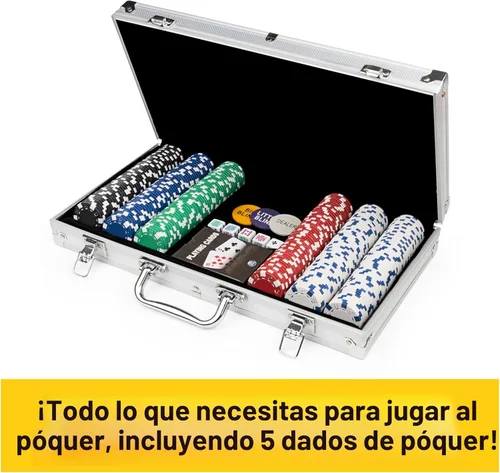 Miniatura 5 de Spin Master Games, Cardinal Classics, juego de póquer de 300 piezas con estuche de transporte de aluminio, fichas de peso profesional y dados