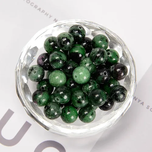 Miniatura 2 de JM Design Rubí Zoisite Cuentas redondas lisas 0.157 in 15.5" Hebra para la fabricación de joyas