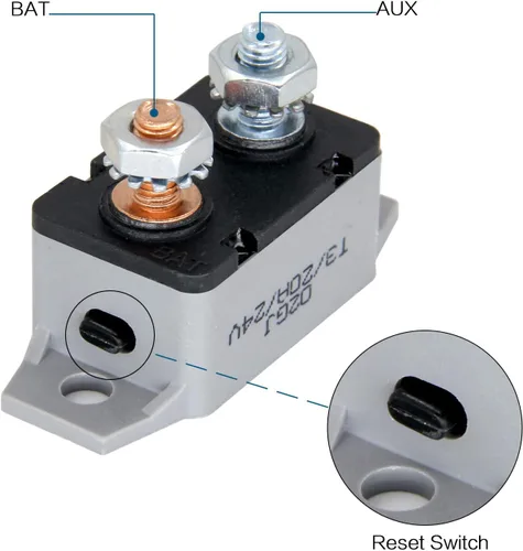 Miniatura 4 de Disyuntor de 6-28V 20A Restablecimiento manual para barcos marinos con cubierta protectora de cinturón rojo de 20 amperios