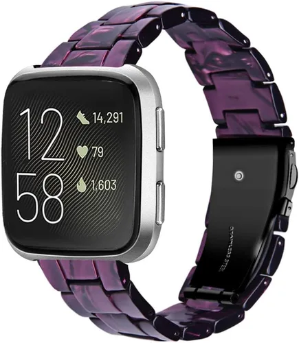 Miniatura 9 de Pulsera de resina compatible con Fitbit Versa 2/Versa Lite/Versa Band para mujer, correa de pulsera de repuesto de metal con hebilla de acero