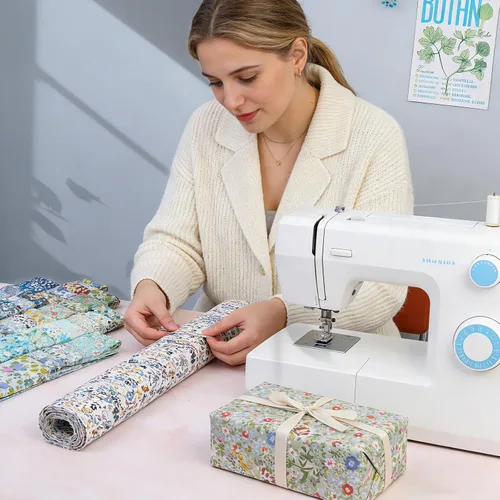 Miniatura 4 de 45 piezas de rollos de tela, tiras de tela precortadas para acolchar, tela de acolchado de algodón para manualidades de patchwork, algodón de tejido