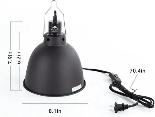 Miniatura 6 de Lámpara de reptil, lámpara de calor de reptiles de cúpula profunda de 8.1 pulgadas con interruptor, lámpara de terrario UVB para terrario UVB