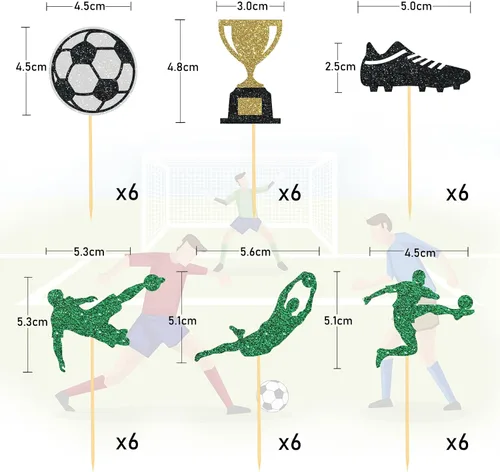 Miniatura 2 de 24 decoraciones de fútbol para cupcakes para decoración de fútbol, fiestas temáticas de fútbol deportivo, decoración de cumpleaños, baby shower