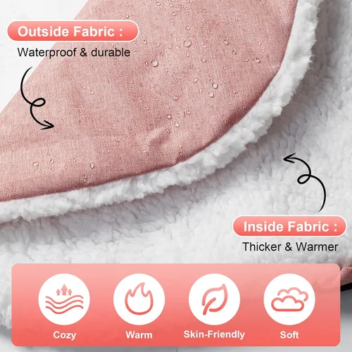 Miniatura 3 de Funda de Asiento de Coche de Invierno para Bebé, Funda de Asiento de Coche con Forro de Felpa Sherpa y Forro de Lana, Toldo de Asiento de Coche Rosa