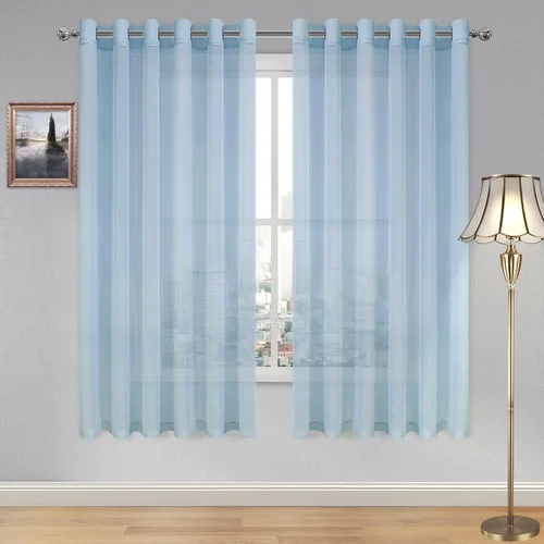 Miniatura 93 de DWCN Cortinas traslúcidas color verde frijol para sala de estar y dormitorio - Cortinas voile con aspecto de lino sintético con ojales en la parte