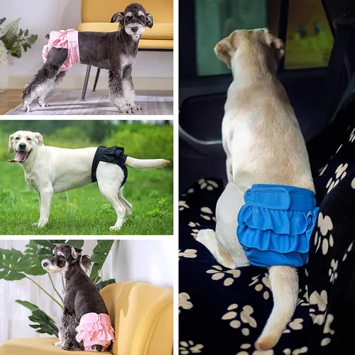 Miniatura 7 de Pañales lavables para perras, pañales absorbentes para cachorros en orina emocionante, extra grandes, tamaño mediano, paquete de 3